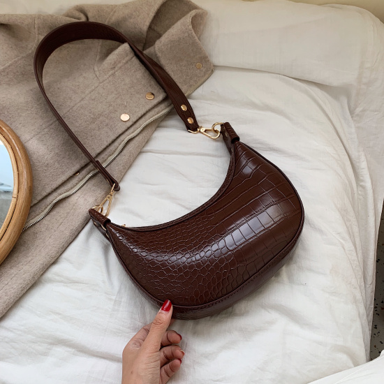 Stone Pattern Retro PU Leather Crossbody Bags For Women Small Shoulder Messenger Bag Lady Phone Handbags and Purses: Brown