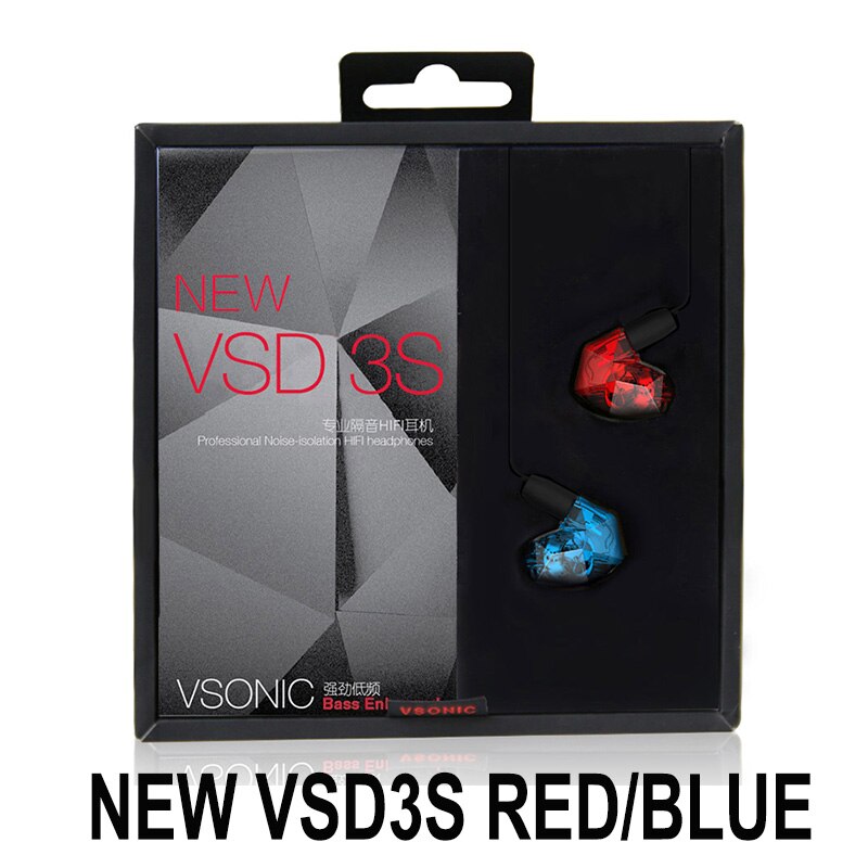 VSONIC VSD3S High Fidelity Professionele Stereo Inner-Ear Oordopjes HIFI: NEW VSD3S redblue