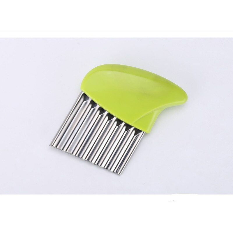 Potato Chip Wavy Cutter Vegetable Fry Fries Hand Chipper Tool Crinkle Blade Tool: green
