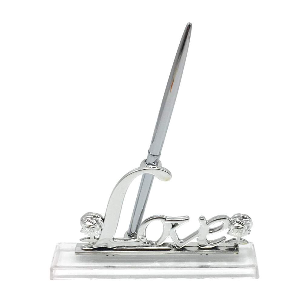 Hochzeit Unterzeichnung Stift mit Gold Überzogene Metall Liebe Halfter Party Gästebuch Kuli-einstellen Hochzeit Braut Engagement Dekoration Liefert