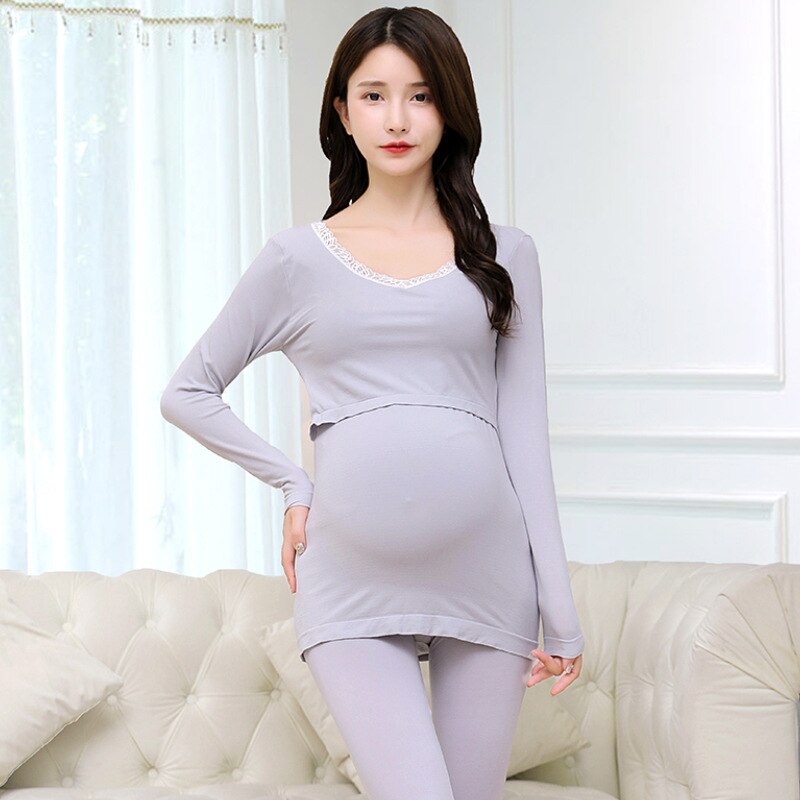Nueva ropa de dormir de invierno, conjunto Prenatal posparto, ropa interior cálida de otoño para mujeres embarazadas, engrosamiento de sueño de lactancia