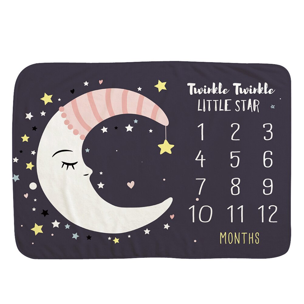 Maan bloemenprint flanel baby maandelijkse mijlpaal deken foto prop achtergrond ademende zachte fotografie accessoires