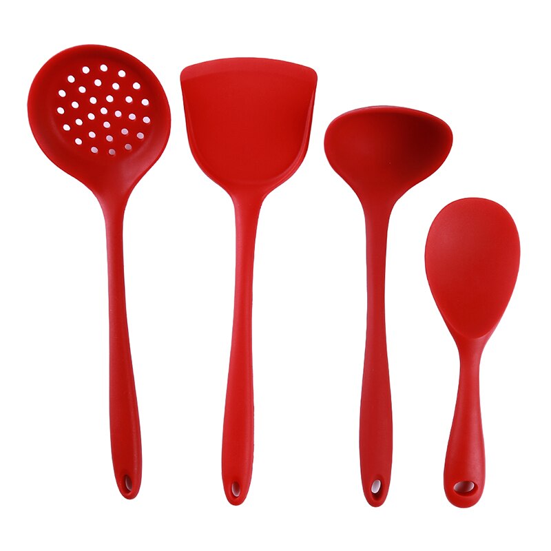 4 unids/set de cocina de silicona ecológica, utensilios de cocina, cuchara de cocina, pala, cuchara, juego de arroz, utensilios domésticos de cocina