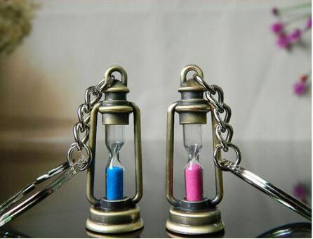 leuke metalen lamp vorm timer zandloper sleutelhanger ring paar sleutelhanger creatieve trinket nieuwtje best voor vrouwen & mannen