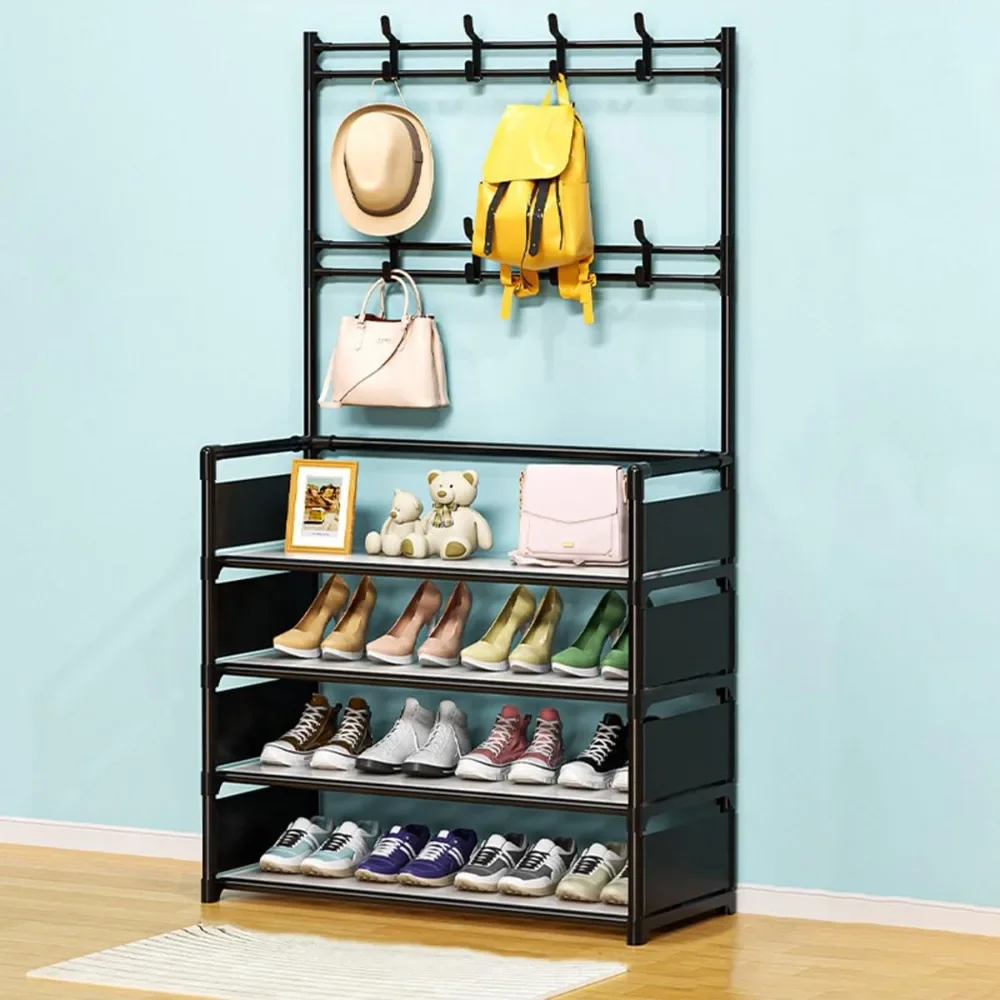 Kleding schoenmaker organisator En Hoedenrek Hanger Monteren DIY Planken Vloerstaande Eenvoudige Rekken Met Zijdoek Stofdicht F