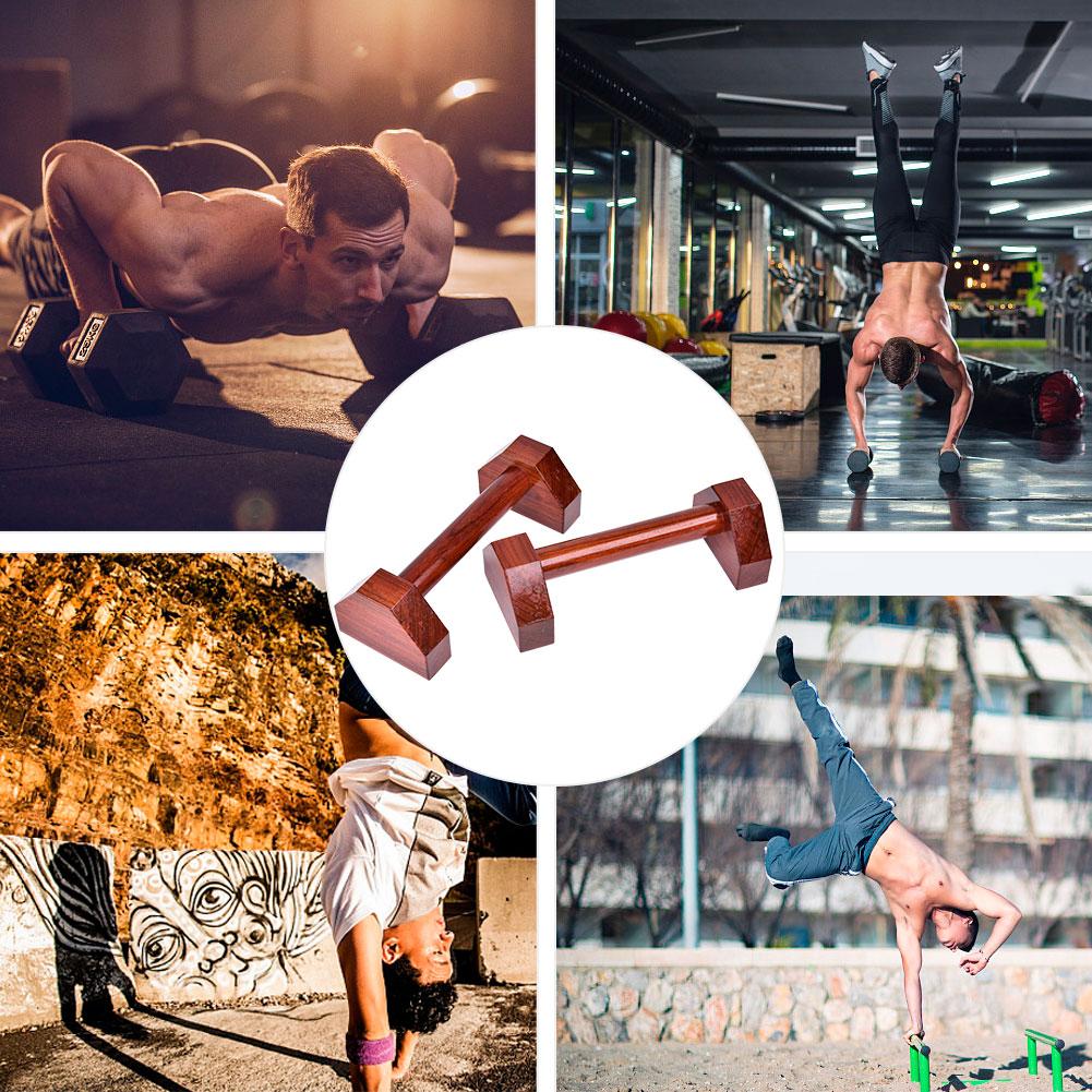1 Pair Charcoal Wood Four-Corner Push-Up Bracket Stretch Stand Single Double Bars Rod Calisthenics Handstand Fitness Accessories