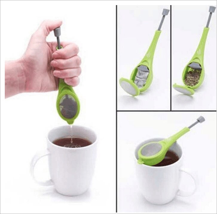 Tea Bag Tea Infuser Built-in Plunger Healthy Intense Flavor Reusable Plastic Tea&amp;Coffee Strainer Measure Swirl Steep