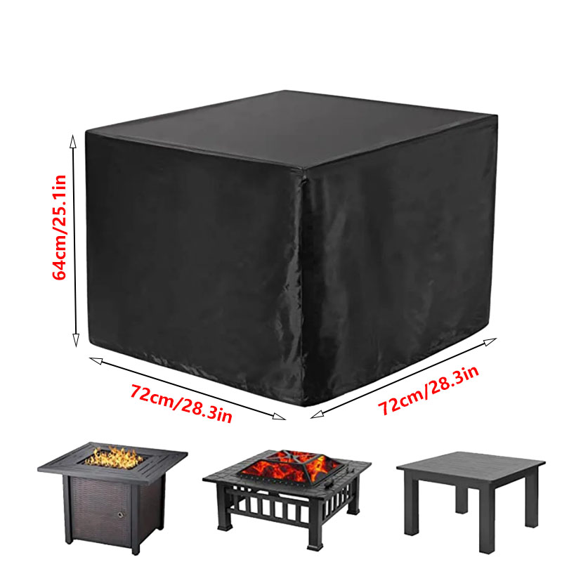 BBQ Accessories Fire Pit Cover, Square 210T Waterproof Square Patio Fire Pit Table Cover, Fade Resistant and UV Resistant,: WHITE