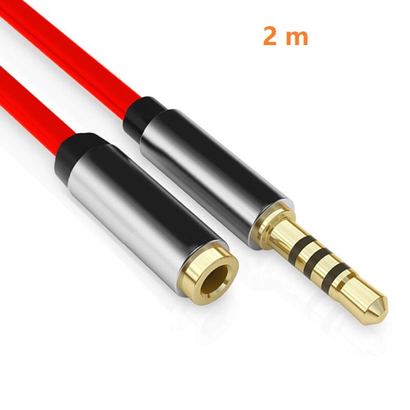 Man-vrouw Aux Kabel Hoofdtelefoon Verlengkabel 3.5 Mm Jack M/F Audio Stereo Extender Cord Oortelefoon 3.5mm Kabel: red-black 2m