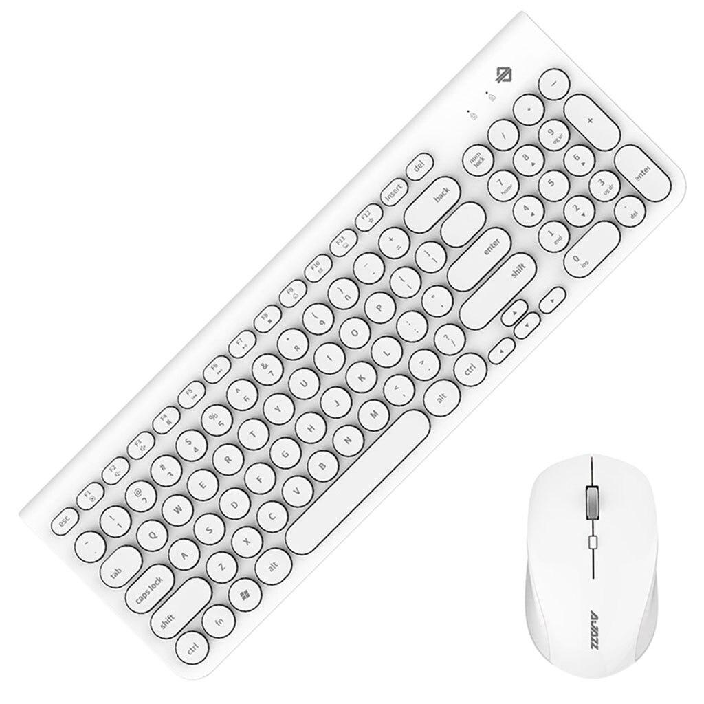 Wireless Keyboard Mouse Set Gaming Combo Bundle for Computer Laptop White