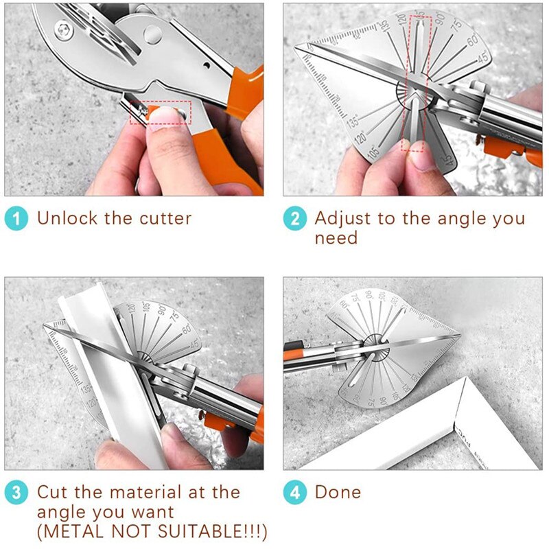 Miter Cutter Trunking Shear Adjustable 45 to 135 Degree Easy Cutter Soft Wood Cutter Angle Scissors Trim Shears