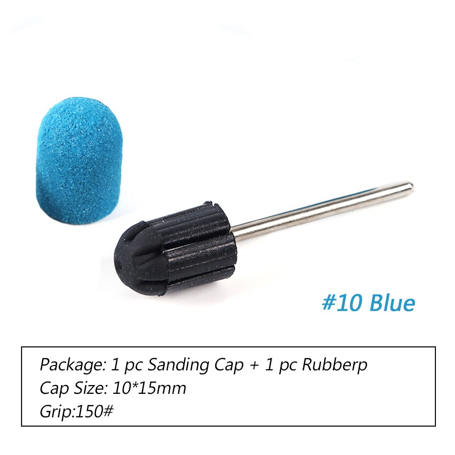 1pc taille mixte clou foret ensemble UV vernis nettoyage ongles limes 150 bandes de ponçage bloc casquettes électrique manucure Art outils BE725: No.10 Blue