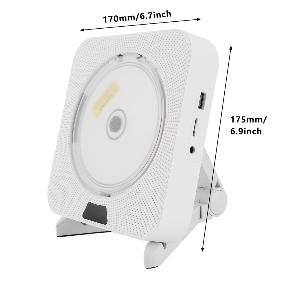 Portable Wall-mounted CD Music Player Home Audio Boombox With Remote Control FM Radio Built-in HiFi Speaker