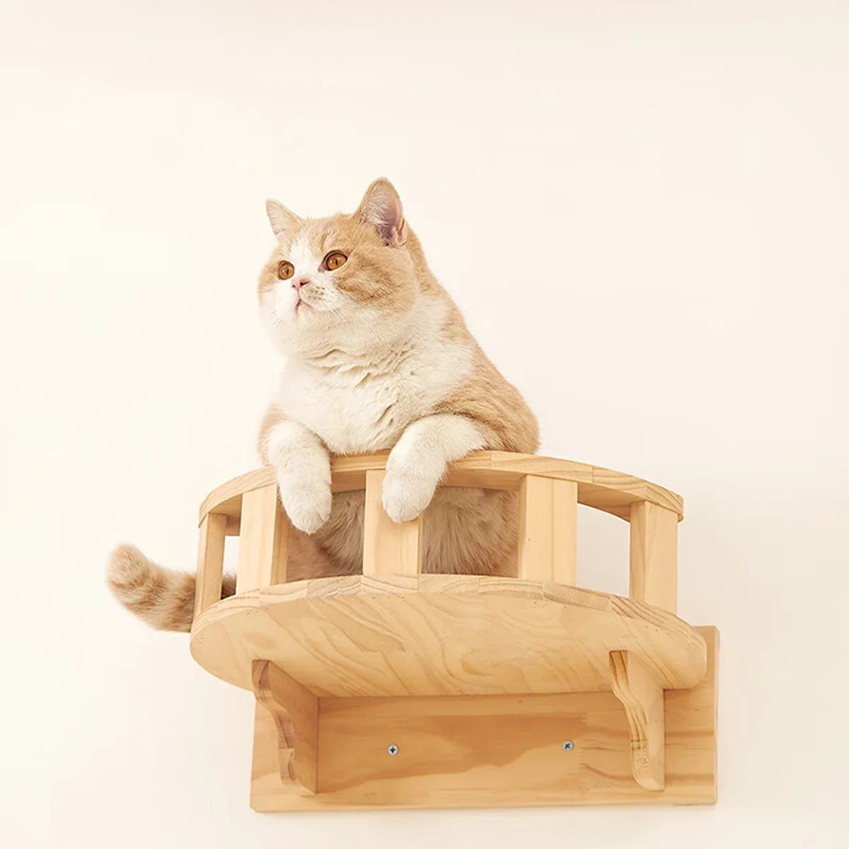 Estantes para gatos montados en la pared, estante de madera para escalar con apariencia de gato, muebles de árbol trepador de pared para gatitos, escalera de cuatro escalones, hamaca interior para gatos