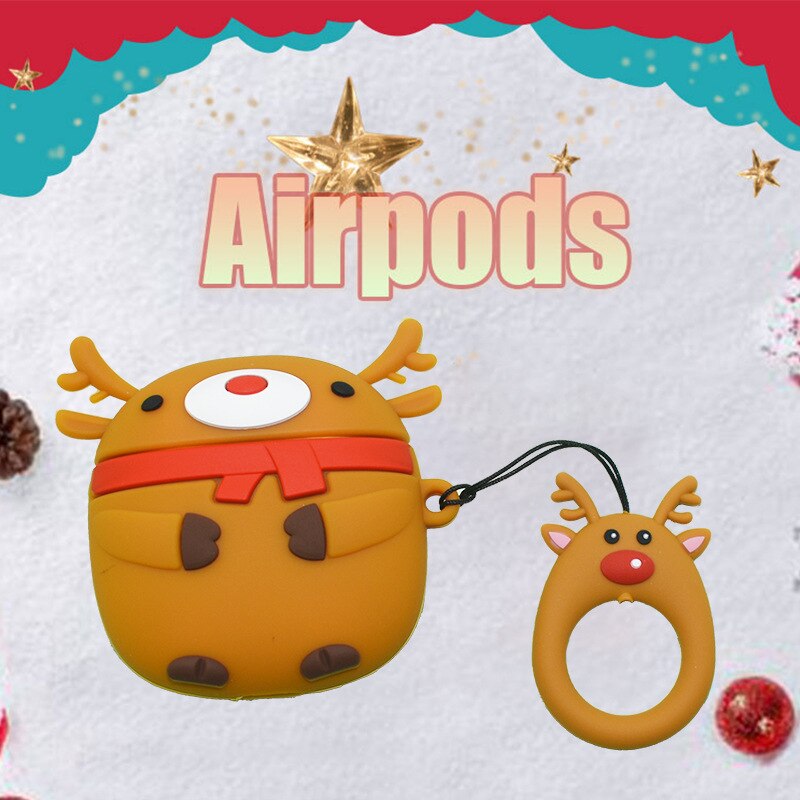 Kerst headset beschermende cover voor airpods1/2 beschermhoes cartoon headset beschermhoes: elk