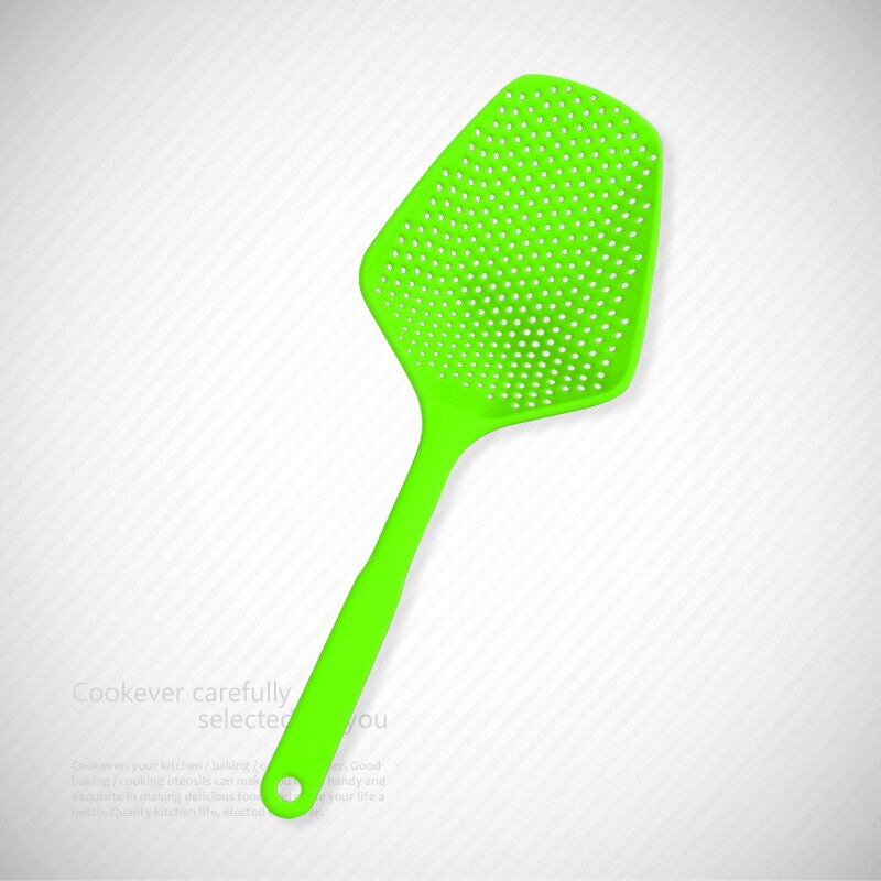 Scoop Colander Strainer Spoon Kitchen Food Drain Shovel Strainers Slotted Skimmer Sifter Sieve with Handle for Cooking Baking: Green