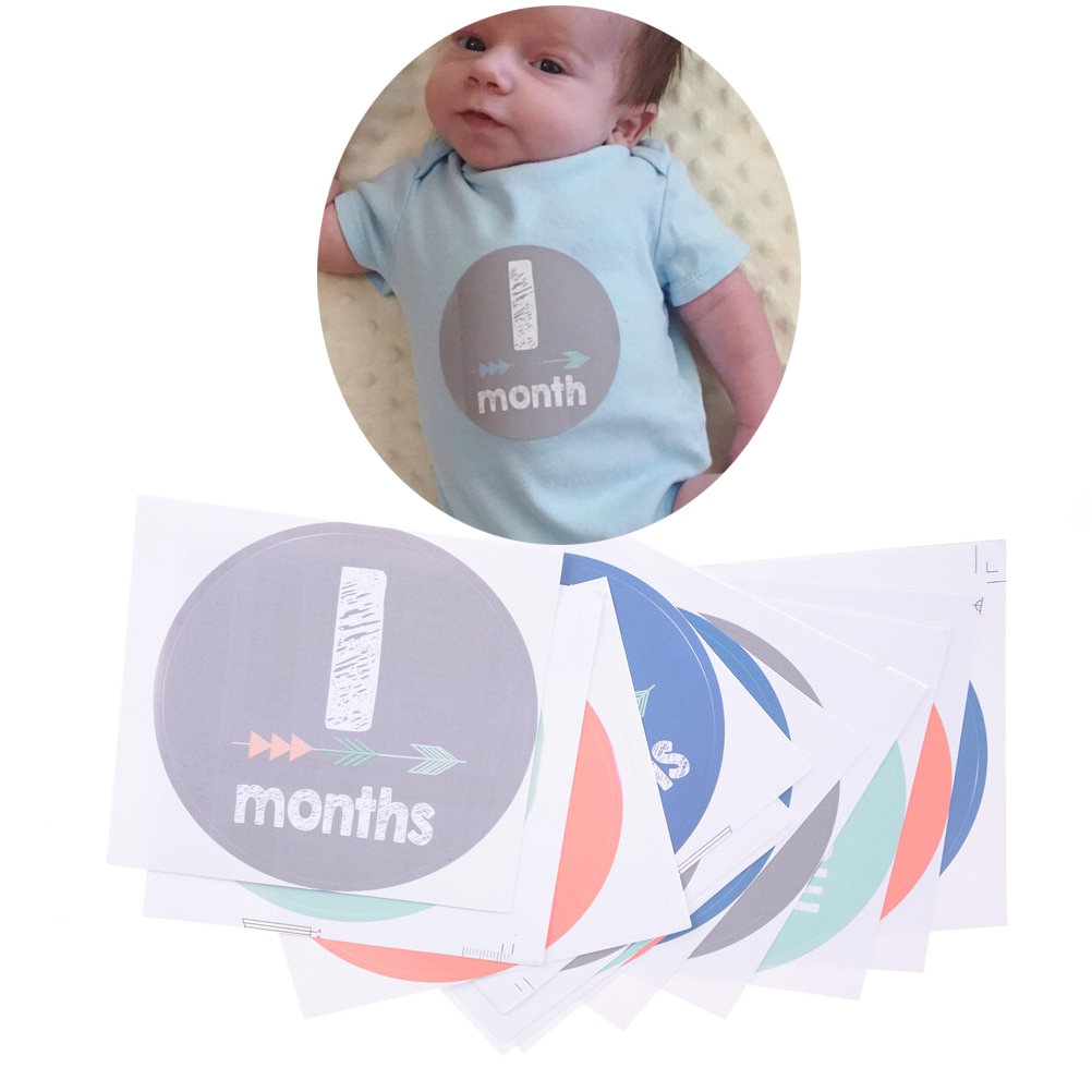 12pcs/set Month 1-12 Milestone Stickers Great Shower Or DIY Scrapbook Photo Toys Baby Monthly Photograph Stickers