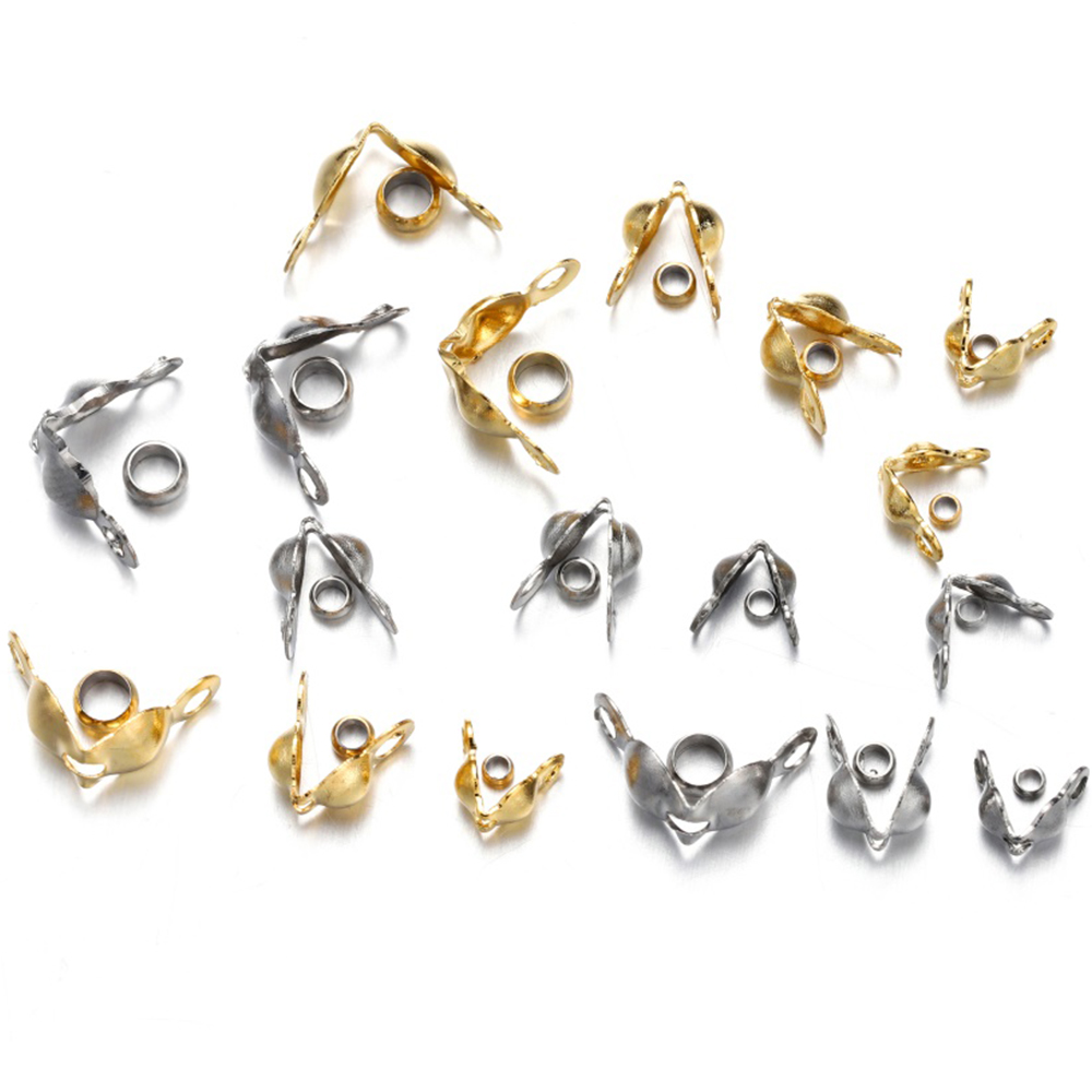 Fermoir de connecteur plaqué or en acier inoxydable, 50 pièces/lot, perles à sertir pour Bracelet, collier, chaînes, fournitures de fabrication de bijoux à faire soi-même