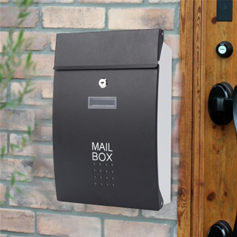 ALWASYME Wall Mounted Mailbox Vertical Locking MailBox Front Porch Residential Outdoor For Postal Service Garden Apartment: Black