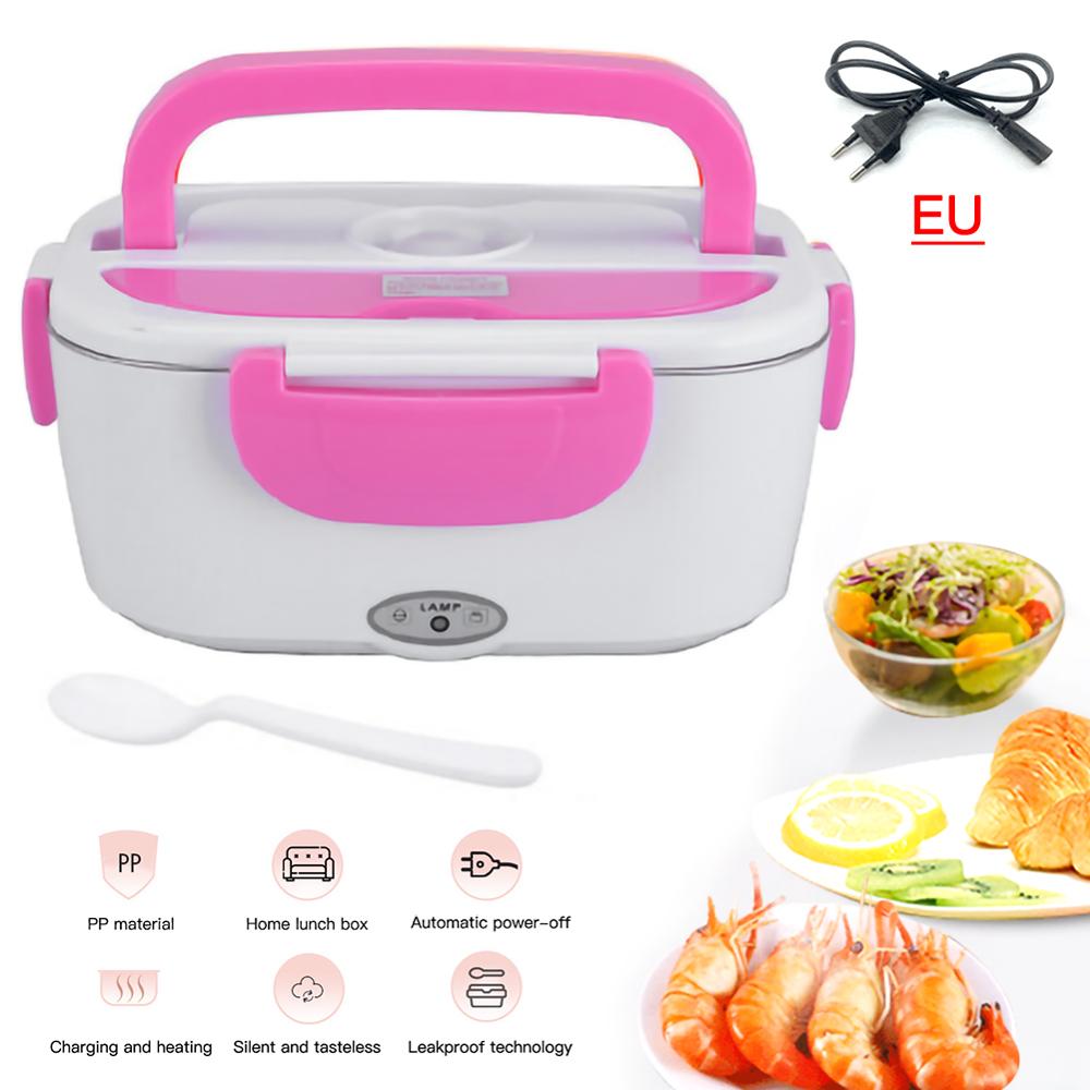 1.5L Elektrische Verwarming Lunchbox Huis & Auto 12V 220V Plug-In Lunchboxen Plastic Of Stalen voedsel Container Draagbare Gerecht Bento Box: Light pink EU