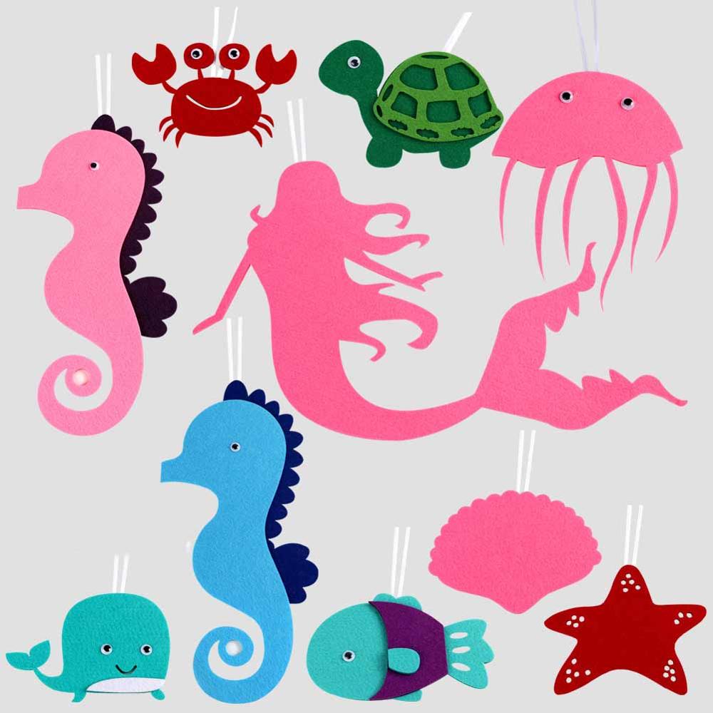 Ourwarm Onder De Zee Party Decoratie Mermaid Thema Diy Game Glitter Stickers Verjaardag Banner Kids Oceaan Feestartikelen: 1 set cartoon parts