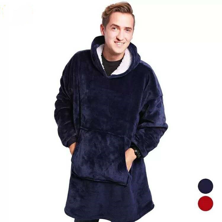 lazy plus velvet TV blanket warm winter outdoor hooded cold-proof for men and women