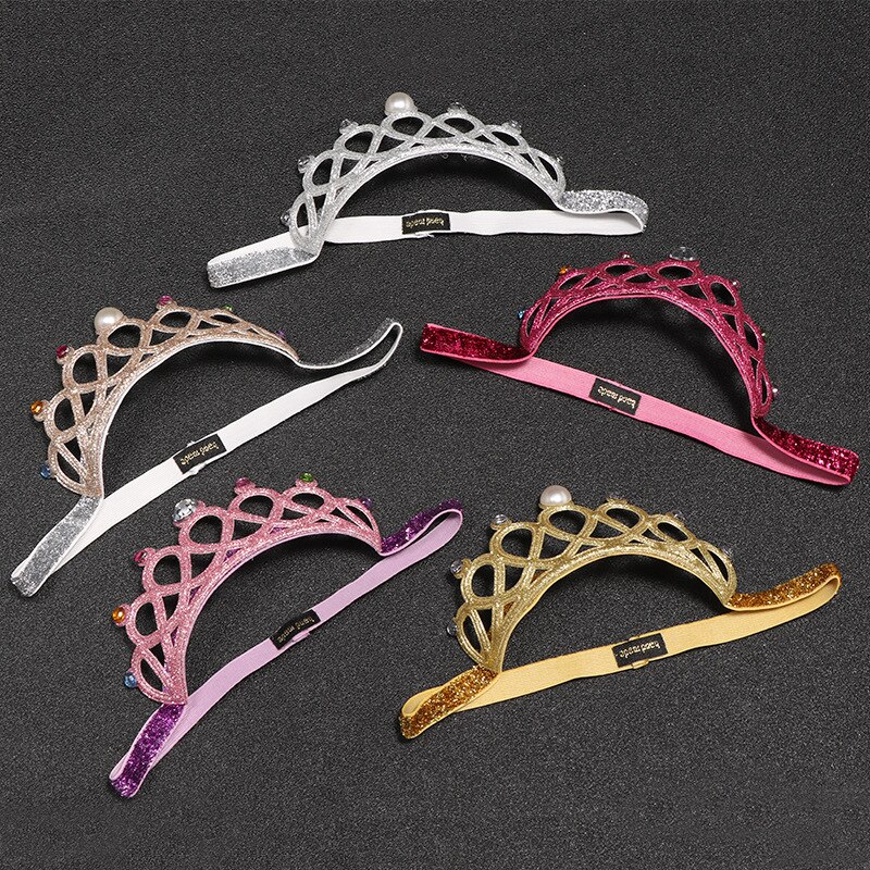 Diadema de corona para bebé, banda para el pelo con purpurina, estrella de diamantes de imitación, color dorado liso, Estilo Princesa bonitos, accesorios para niña