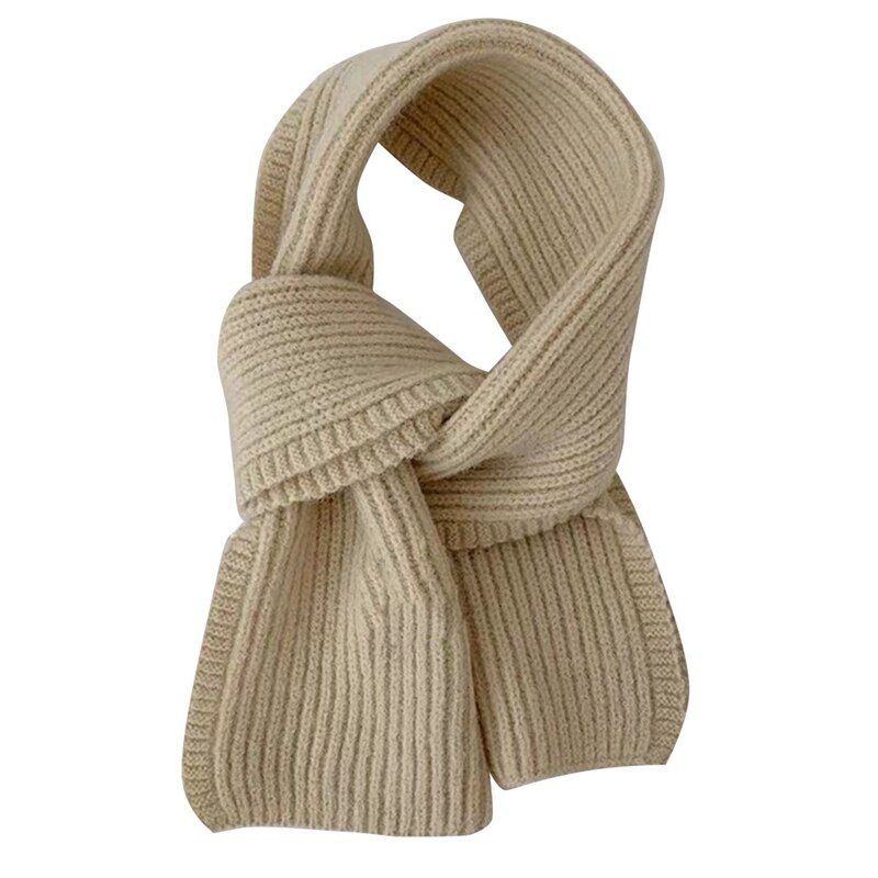 Scarf Female Winter Solid Color Short Wool Knitting Student Autumn and Winter Japanese Soft Collar All-Match: Beige