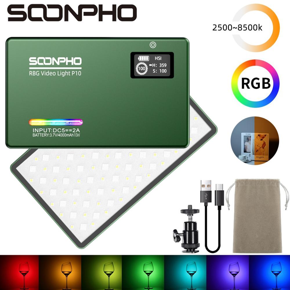 Soonpho – Mini lumière de remplissage P10 8W RGB 2500K-8500K, batterie intégrée pour téléphone, caméra de tournage en Studio