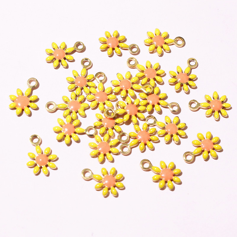 20 unidades, colgante de 10x7mm de flores pequeñas, colgante de esmalte de acero inoxidable, accesorios para hacer joyas DIY, accesorios para collar, pendientes: Azul