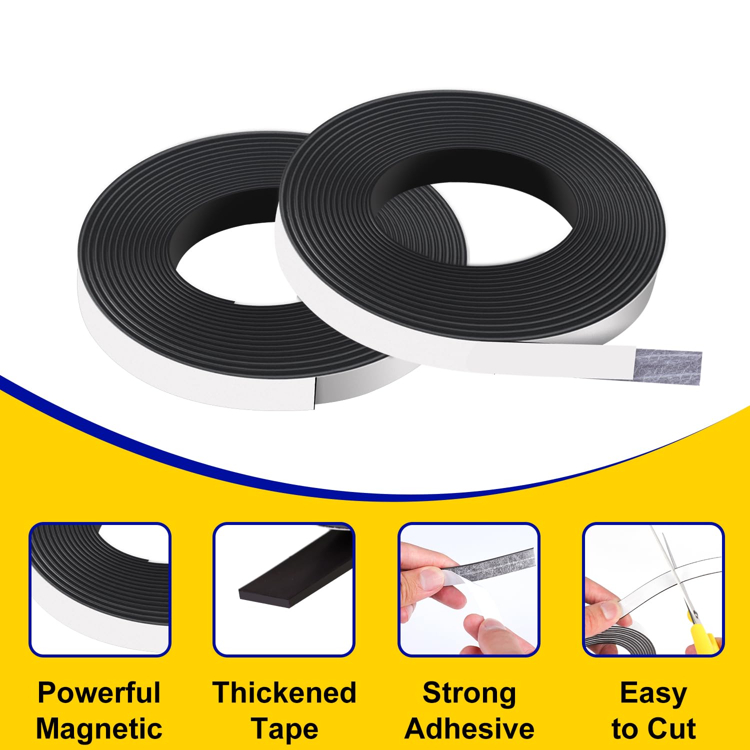 Tiras magnéticas autoadhesivas, cinta magnética fuerte, tira magnética Flexible para nevera, póster de fotos DIY, imanes de goma para oficina