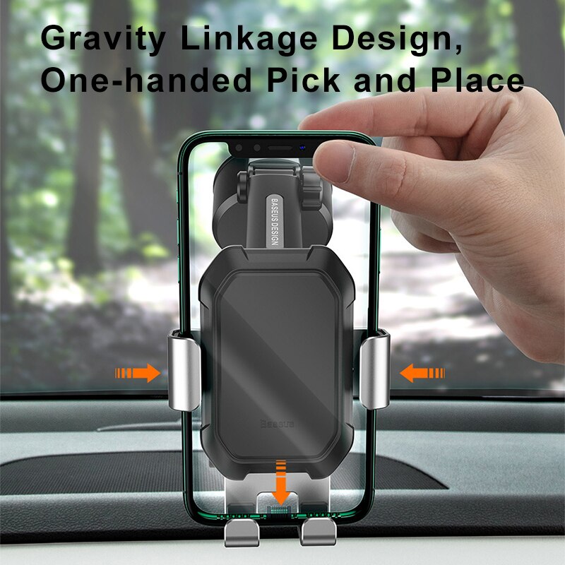 Baseus gravity biltelefonholder justerbar autostøtte med sugebase til 4.7-6.5 tommer mobiltelefonmonteret stativ til biltelefoner