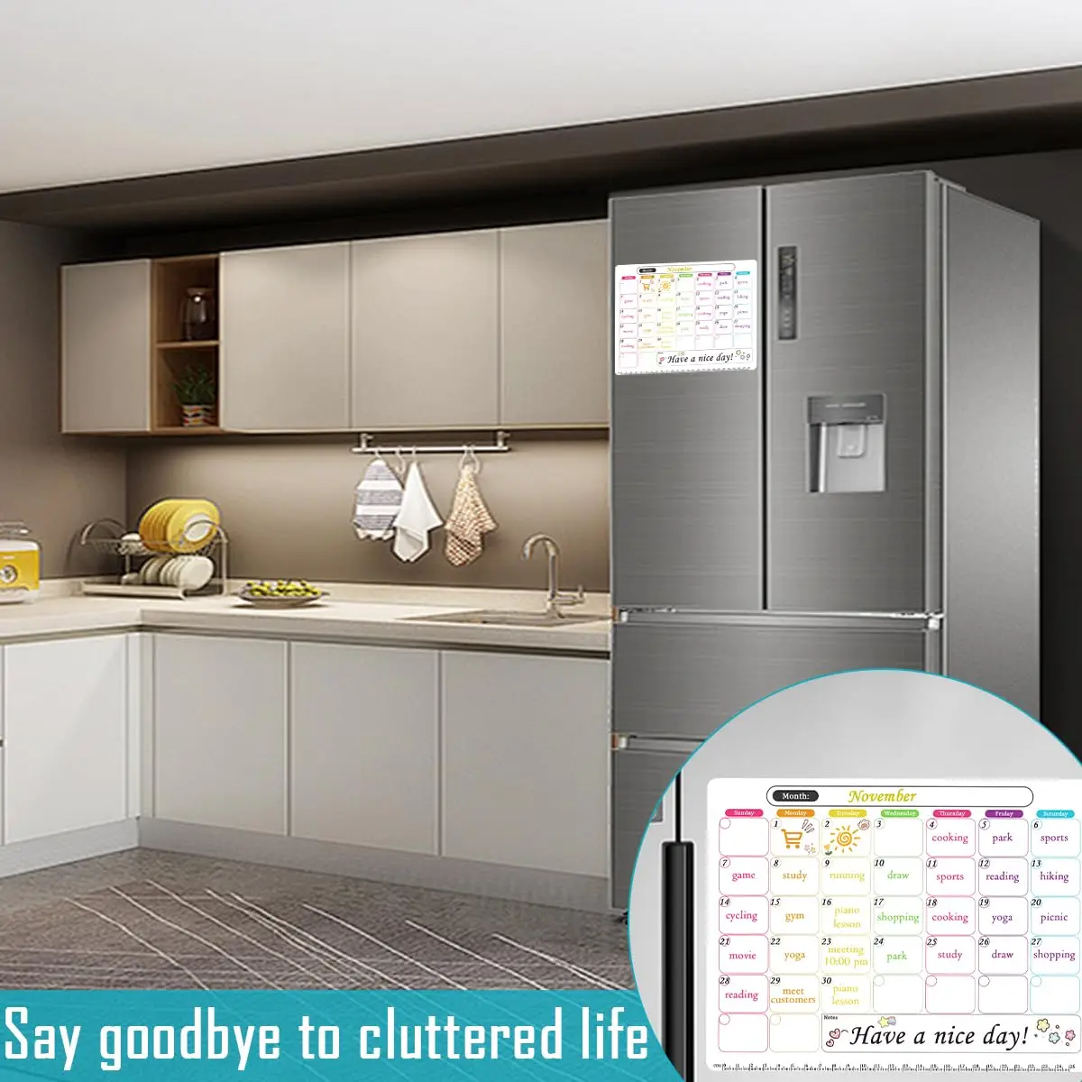 28x21cm koelkast magnetische whiteboard kalender droog uitwisbare kalender voor koelkast, koelkastmagneten maandelijkse koelkast kalendermagneet