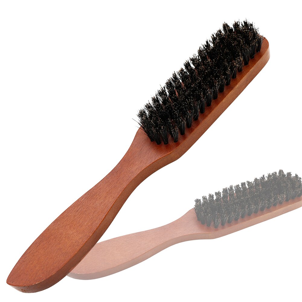 Draagbare Houten Handvat Baard Borstel Varkenshaar Mannen Facial Snor Kam Multifunctionele Haar Plagen Kam Scheren Schoonmaken Tool