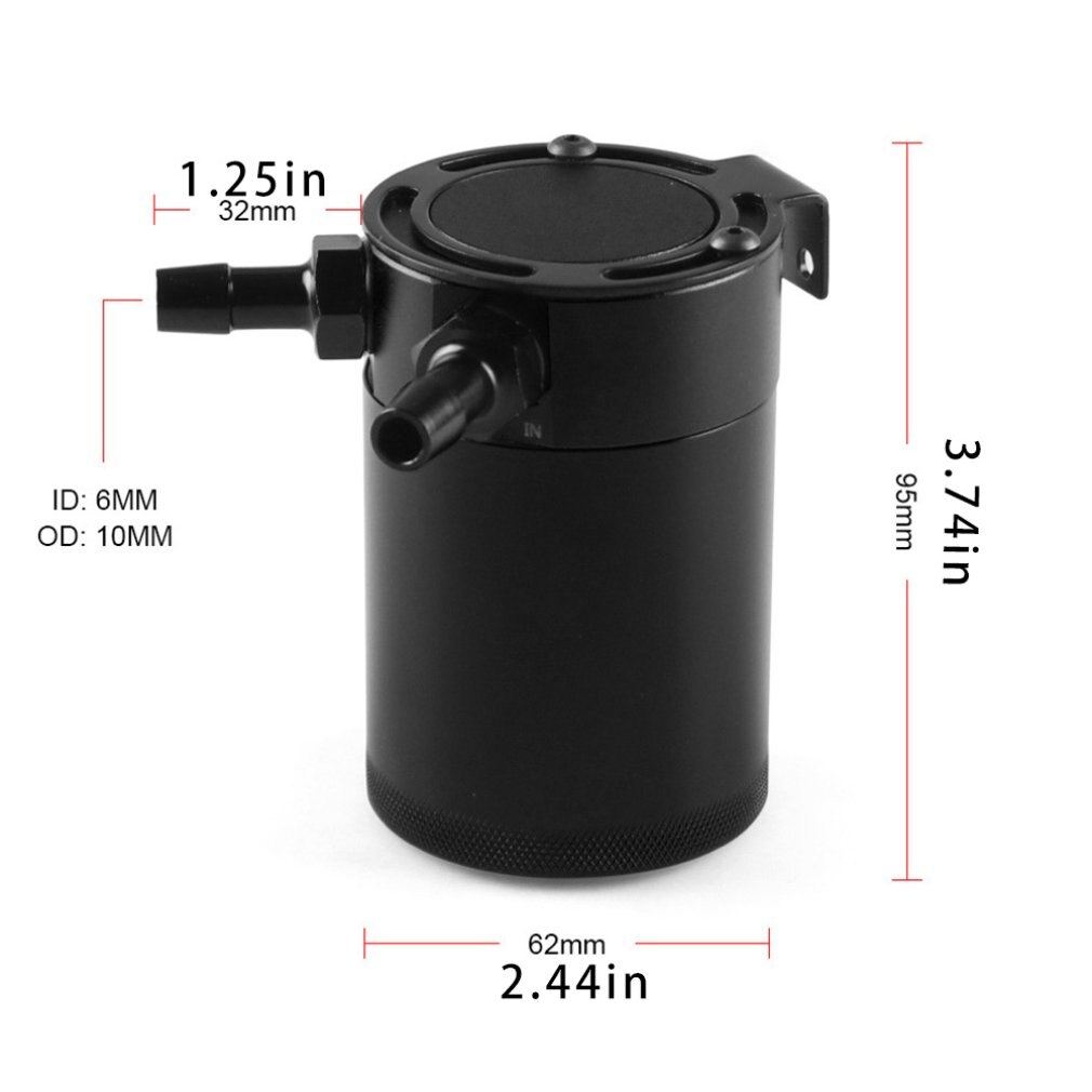 Universal Oil Catch Can Compact Baffled 2-Port Aluminum Reservoir Oil Catch Tank Fuel Tank Parts Two hole breathable Kettle
