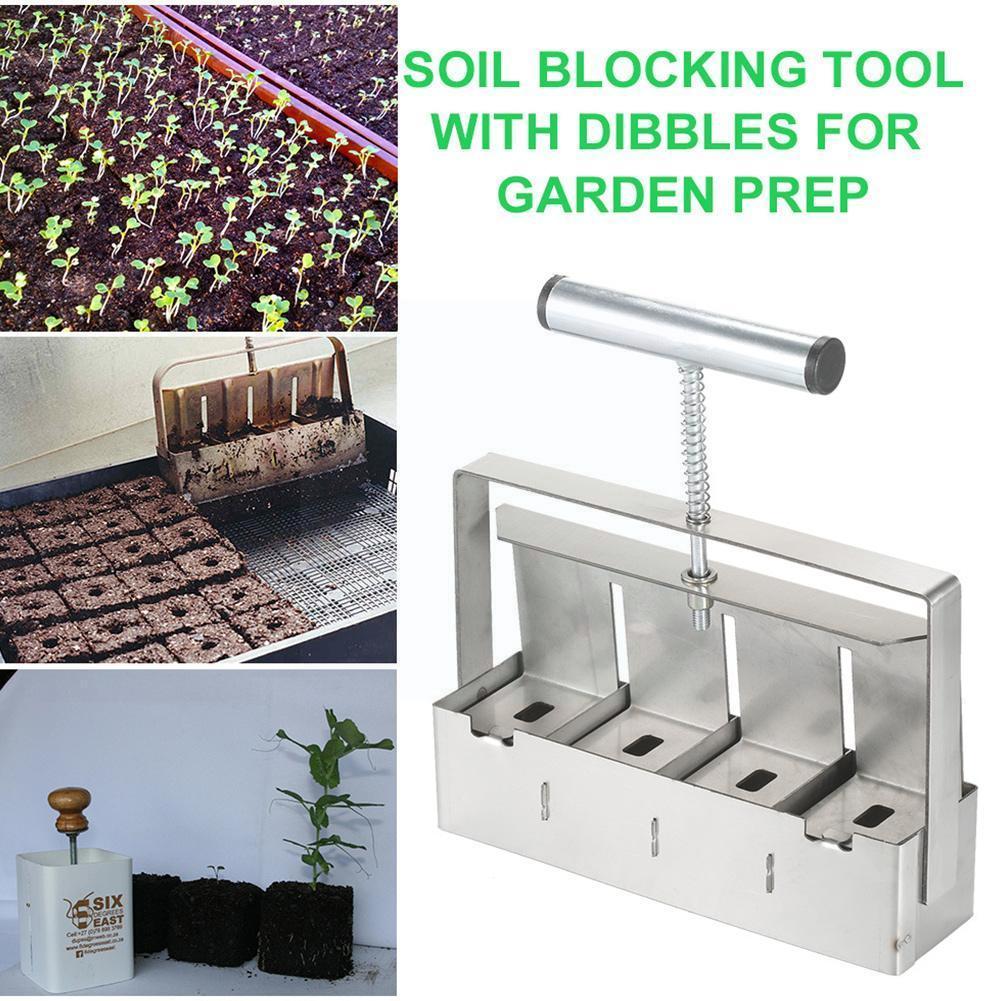 2 inch Manual Soil Blocker Steel Handheld Soil Block Maker with Handle Plant Soil Blocking Tool for Seedlings Sta Z9E7