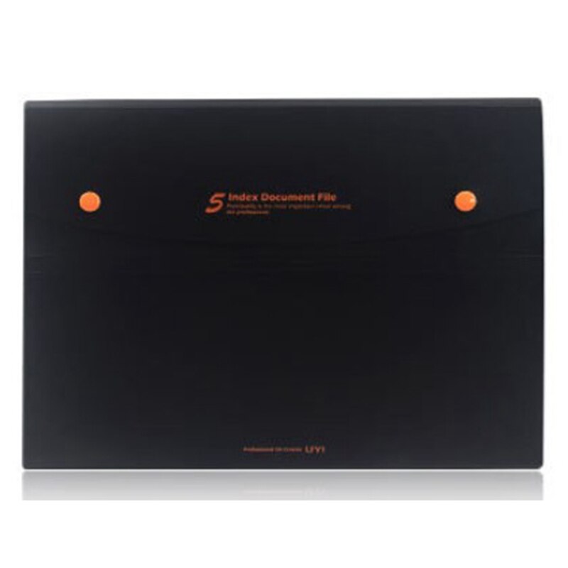 Expanding File Folder 5 Pockets, black Accordion A4 folder Document Bag Office School Supply: OR