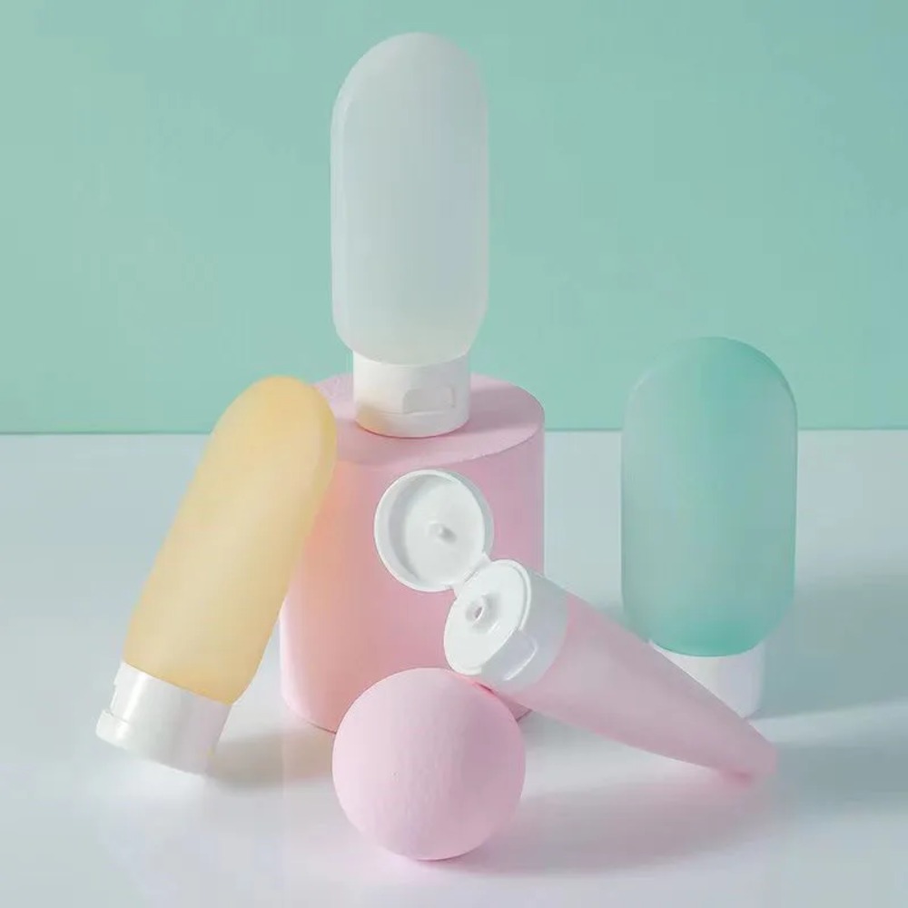 4 pièces/ensemble bouteille rechargeable 60ml récipient de Lotion en Silicone souple Tube à presser bouteille vide bouteille de shampoing de voyage Portable