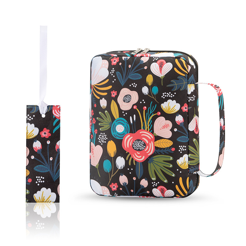 Bible Cover Case Floral Bible Cover Bag for Women, Stylish Functional Portable Bible Carrying Case Pockets Zipper Study: Pink