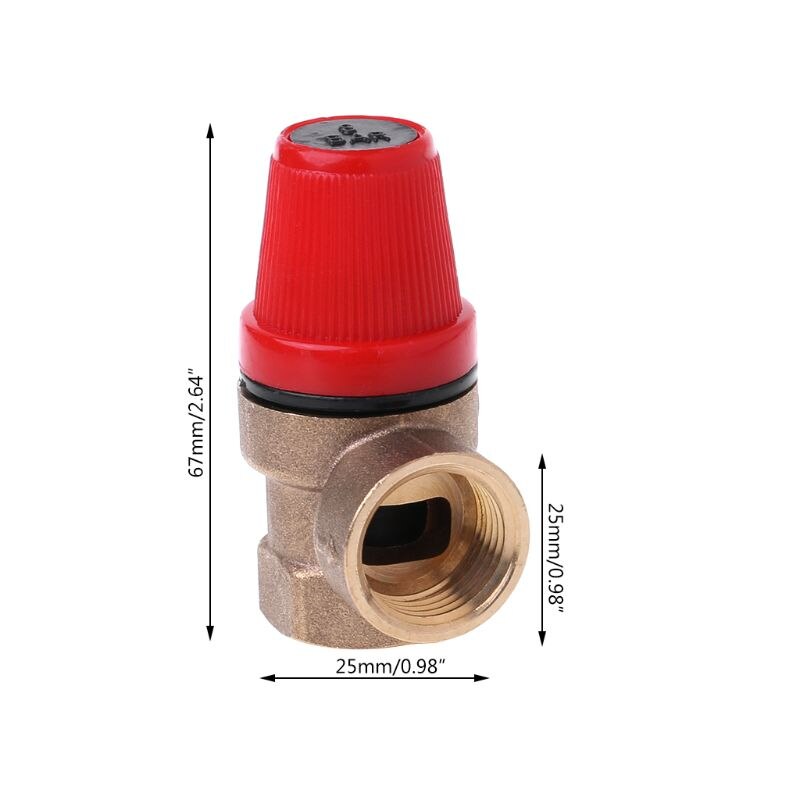 Válvula de seguridad de latón, válvula de alivio de drenaje para calentador de agua Solar, cable interior Doble