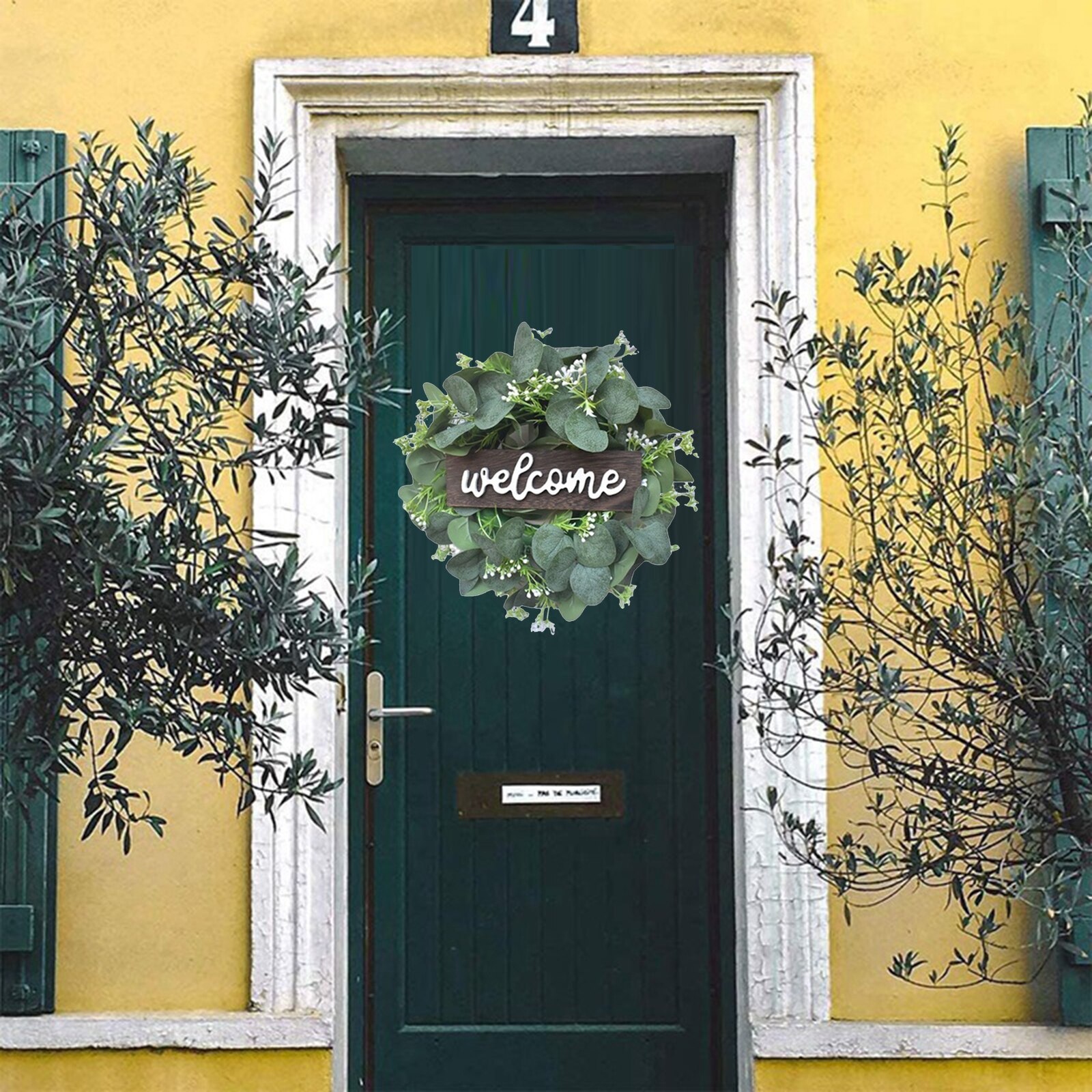 40 cm Kransen, Eucalyptus Groen Krans voor Voordeur Faux Lente Zomer Krans, Kerst Krans, Indoor Outdoor Bruiloft Decoratie