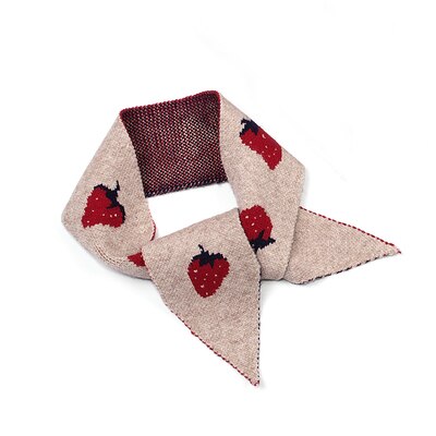 women cute strawberry knitted boa ladies autumn warm lovely decorative neck scarves Korean Japan school girls skinny neckerchief: Champagne
