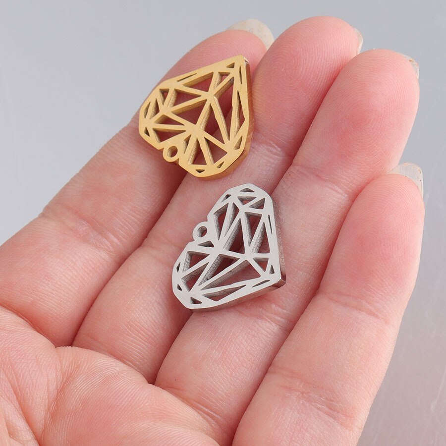 5pcs Stainless Steel Classic Carved Heart Charms Pendants DIY Jewelry Making Necklace Bracelet Charm Accessories