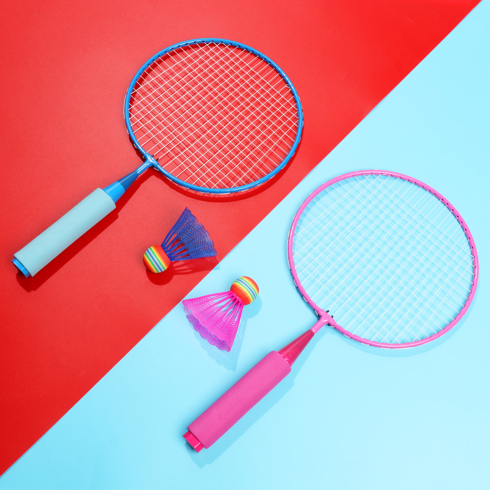 1 sæt holdbar letvægts børnebadmintonketsjer ketsjer sportsfjerbold børnelegetøj udendørs spil underholdning tilbehør