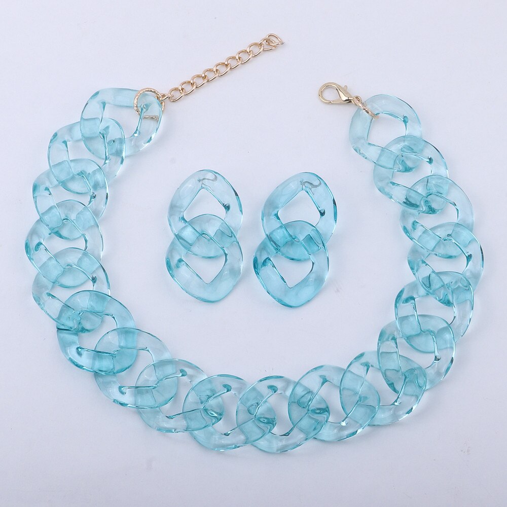 Fishsheep Transparant Acryl Ketting Grote Ketting Voor Vrouwen Kleurrijke Clear Choker Kraag Ketting Mode-sieraden: light blue as photo