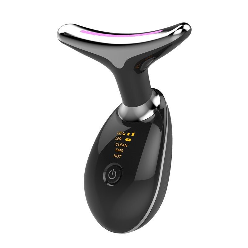 Masajeador térmico EMS para mujer, dispositivo de belleza facial con fotones LED, eliminador de arrugas, microcorriente, estiramiento y estiramiento del cuello
