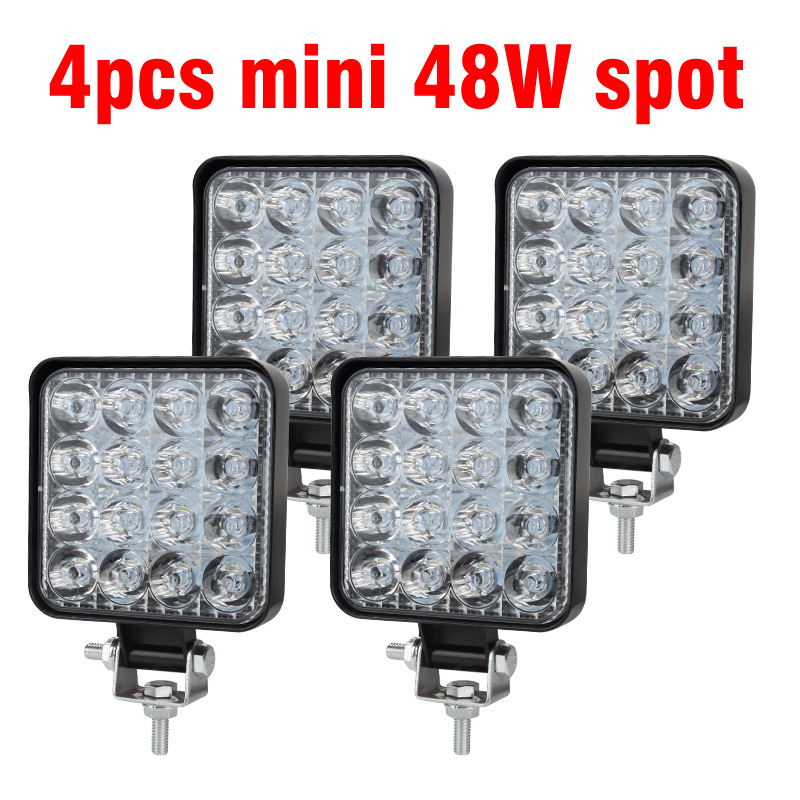 Okeen Mini 27W 48W Led Verlichting Barra Led 12V 24V Spotlight Offroad Led Licht Bar voor Wrangler Gewijzigd Lamp Truck Auto Suv 4DW: 4pcs Mini 48W Spot