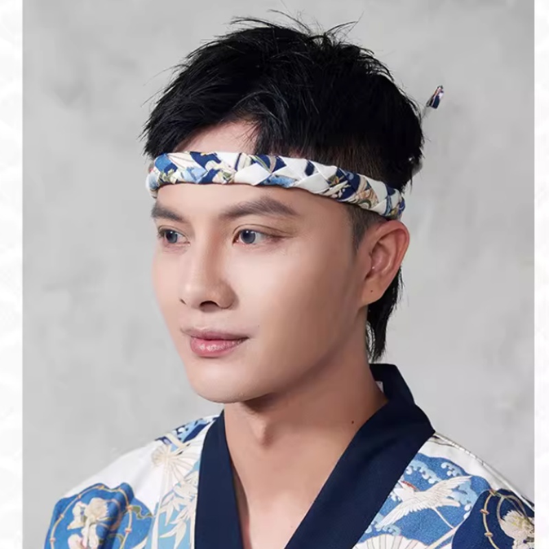 Hand Woven Japanese Cuisine Headband Sushi Head Strap Men Work Chef Vintage Waiter Headdress For Men Women: Watermelon red