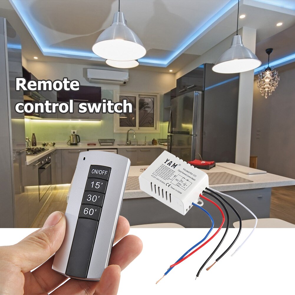 1 Pcs DIY 220V Wireless Remote Control Switch ON / OFF 2 Lamp Light Control Switch for Light Bulb Receiver for UVC Light
