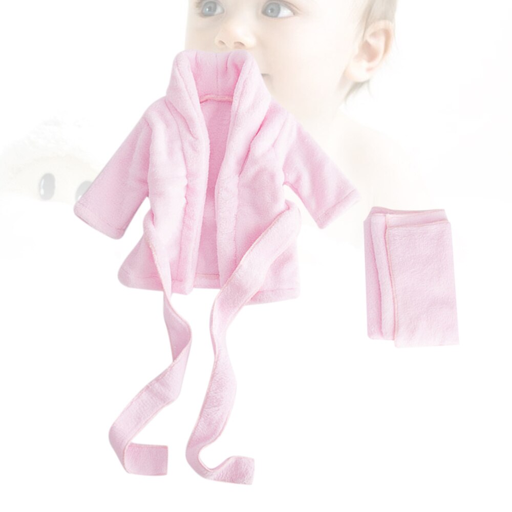 Nyfødt badekåbe ren bomuld fortykket babyfoto badedragt fotobeklædning (lyserød velegnet til 0-1 måneders baby)
